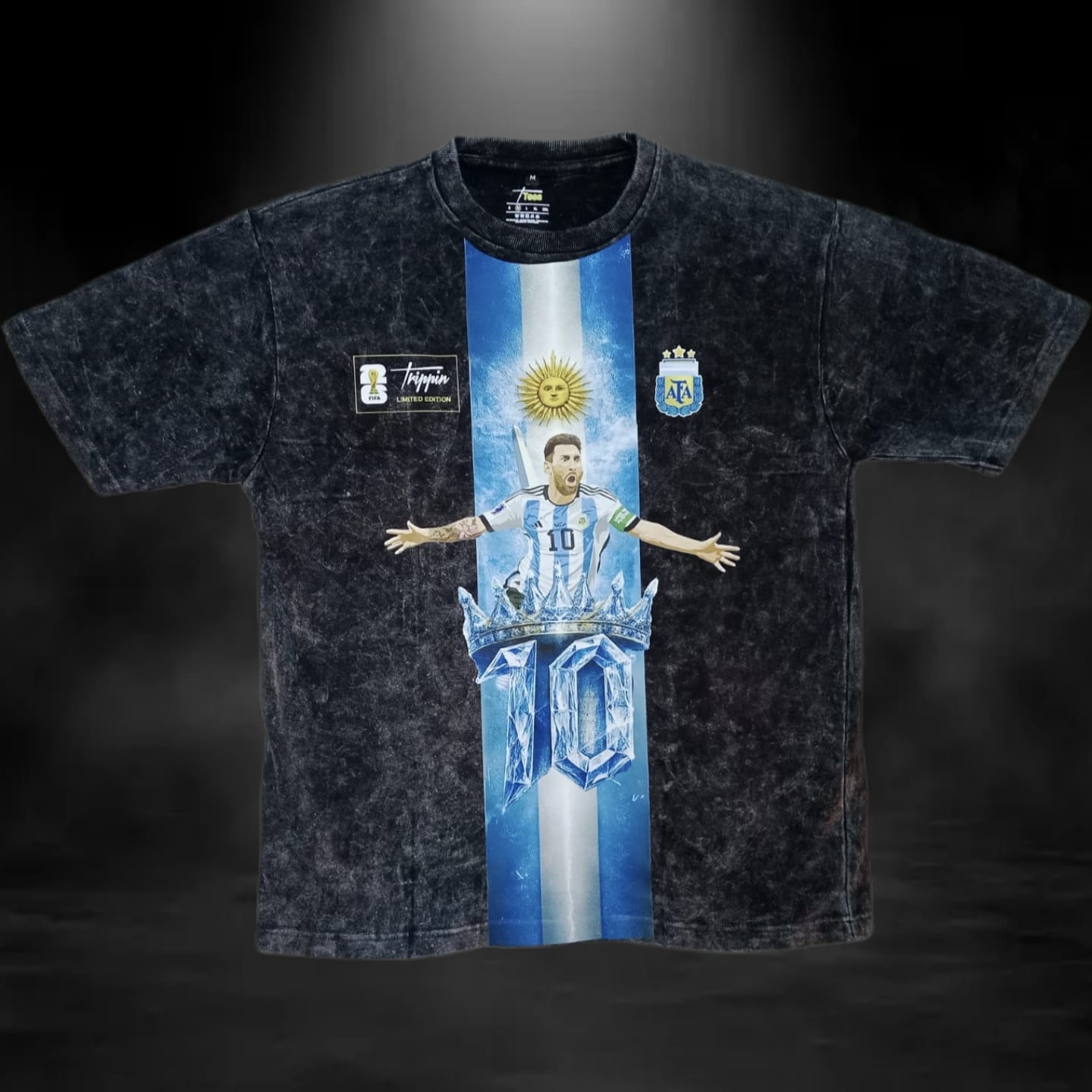 The CROWN - Messi Edition Acid Wash Oversized Tshirt
