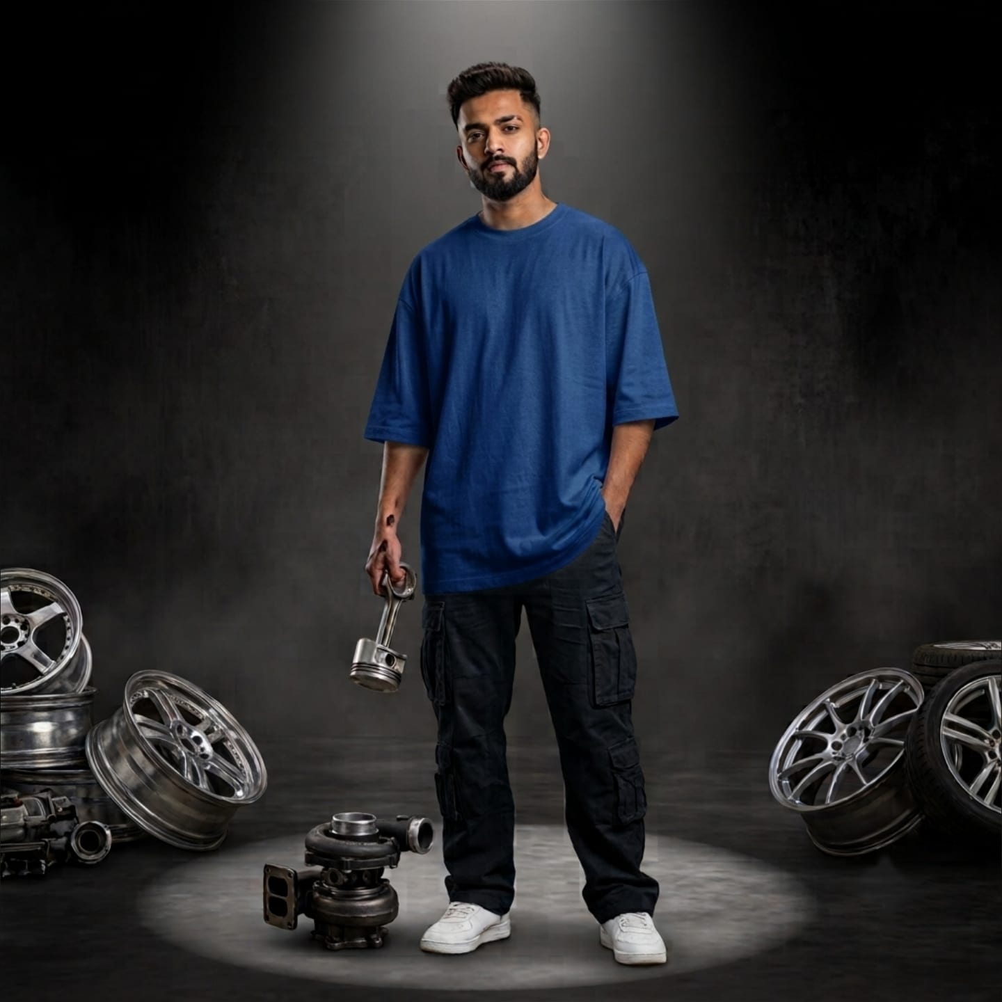 THE DRIVE READY - Blue Oversized Tshirt — view 3