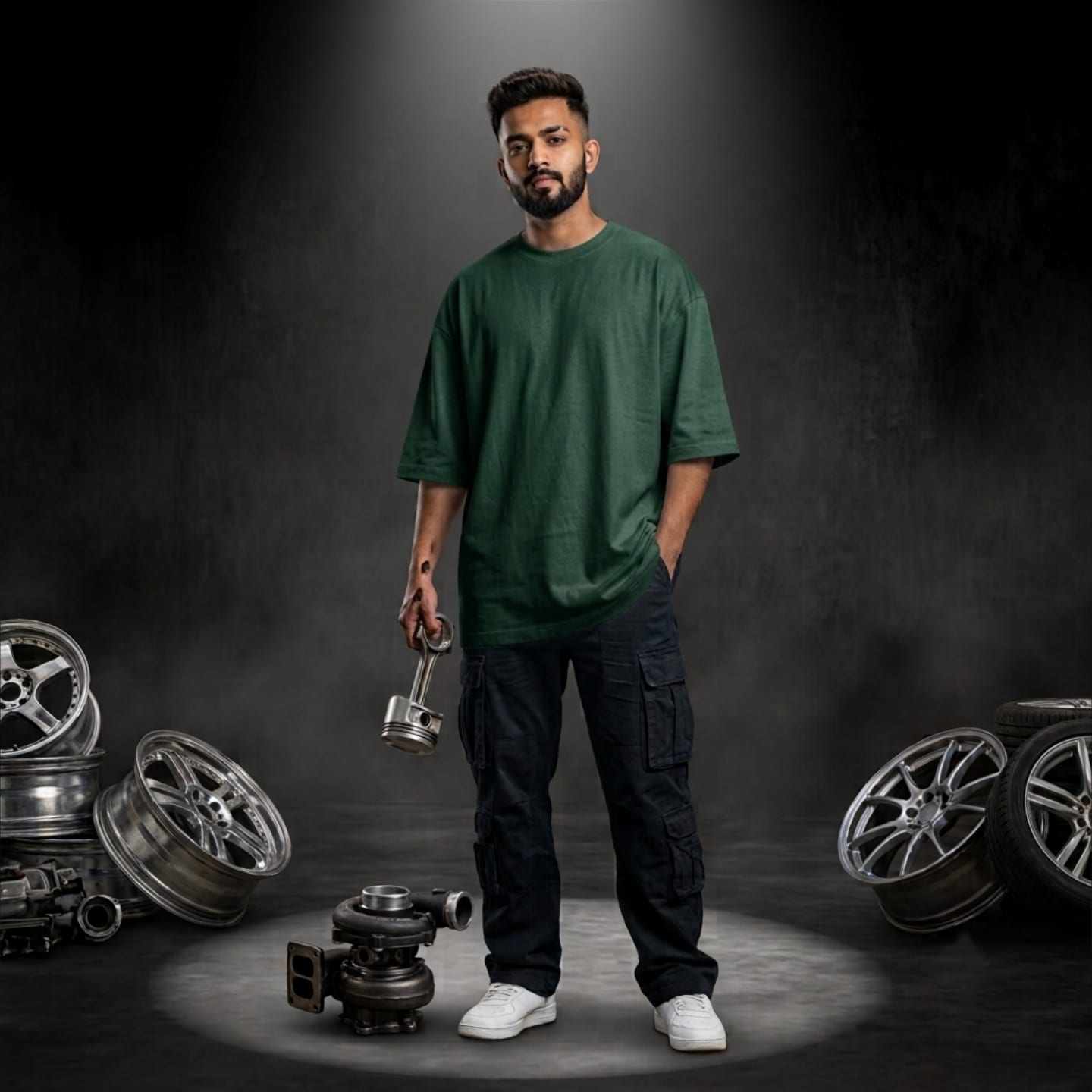 THE DRIVE READY - Green Oversized Tshirt — view 3