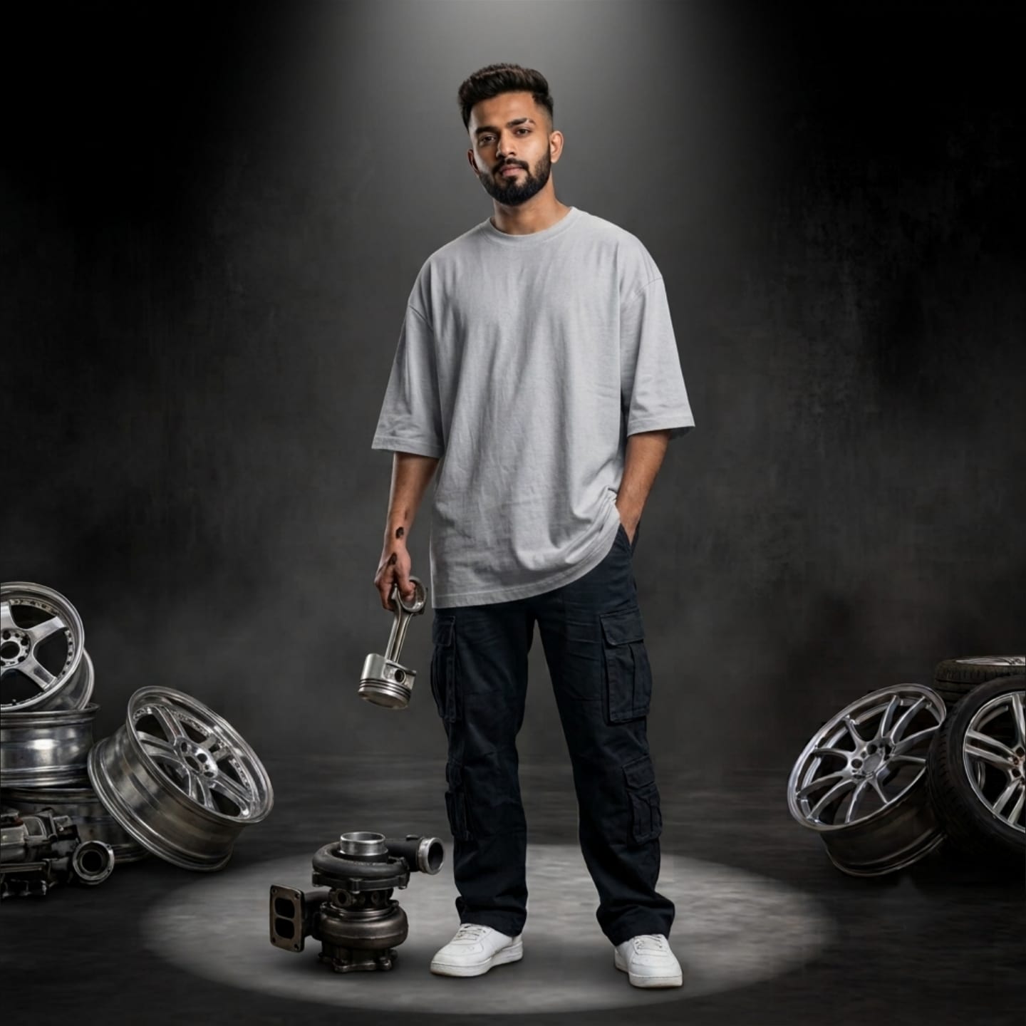 THE DRIVE READY - Grey Oversized Tshirt — view 3